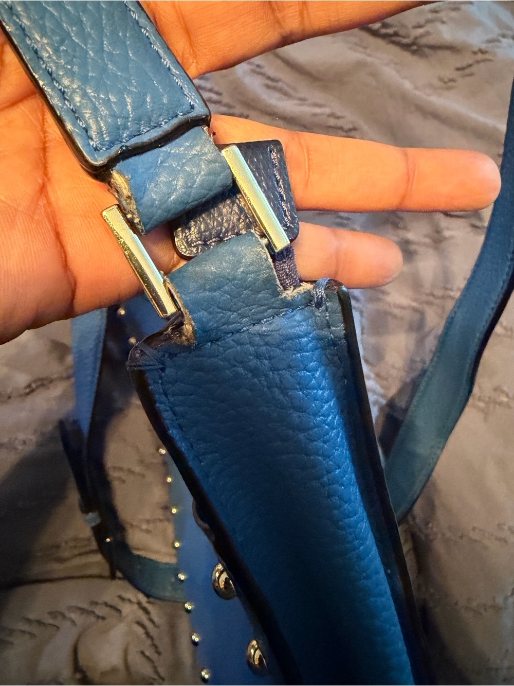 kate spade Royal Blue Pebbled Leather Crossbody with Studs - Picture 16 of 16